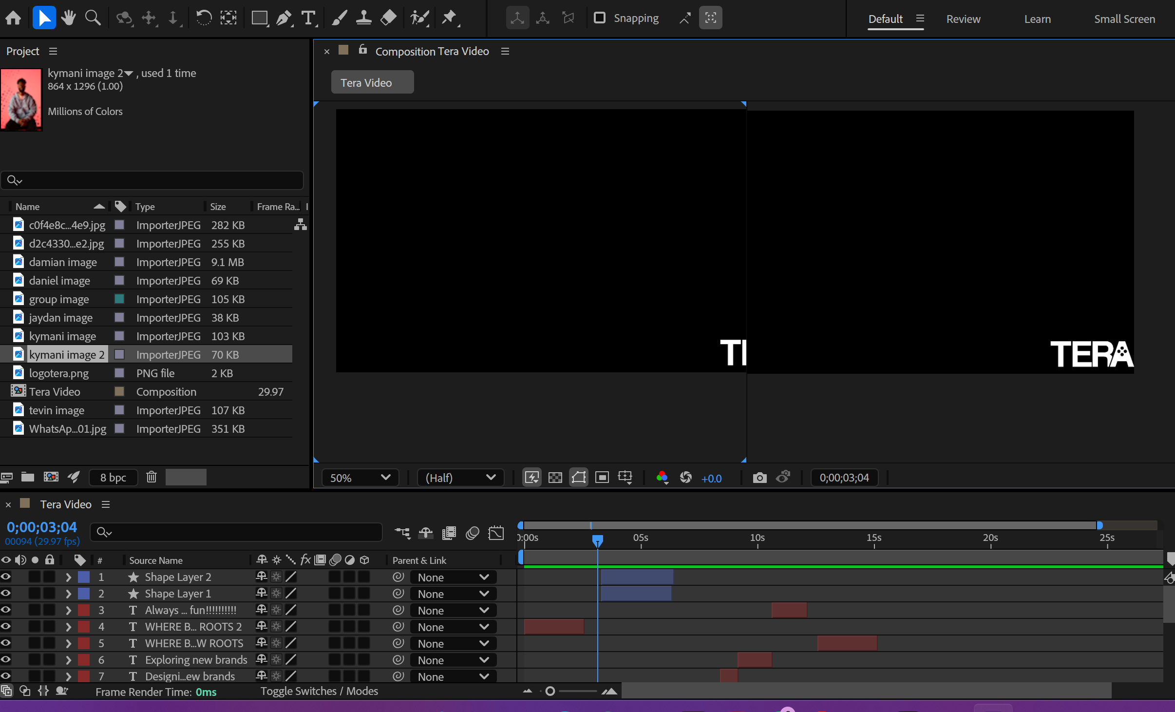 after effects workspace